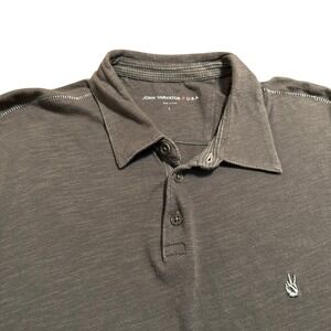 John Varvatos ✩ USA Polo Shirt Mens XL Purple solid Casual comfy soft Peace sign